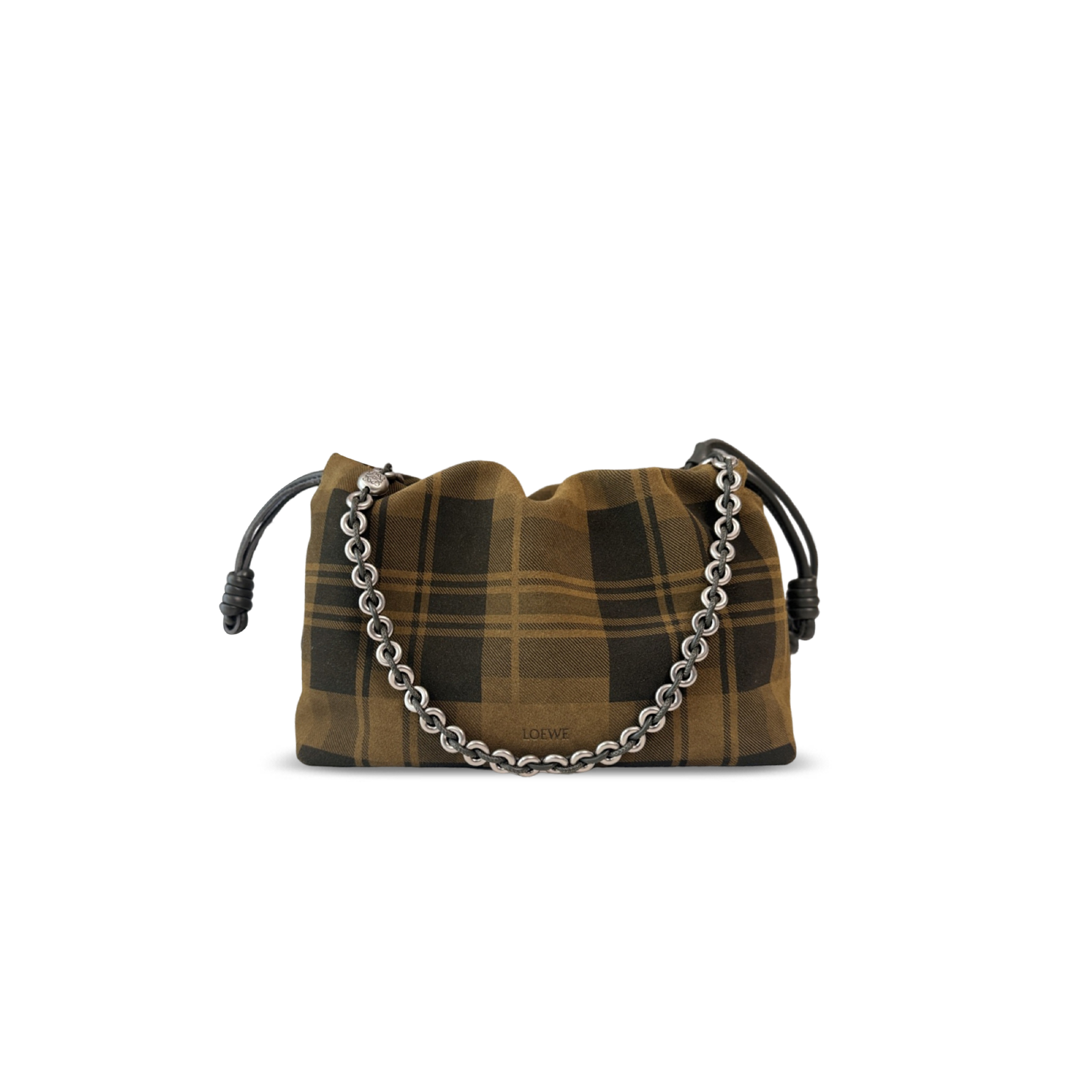 LOEWE MEDIUM FLAMENCO PURSE IN PLAID SUEDE A411X12X01 (30*20*10.5cm)